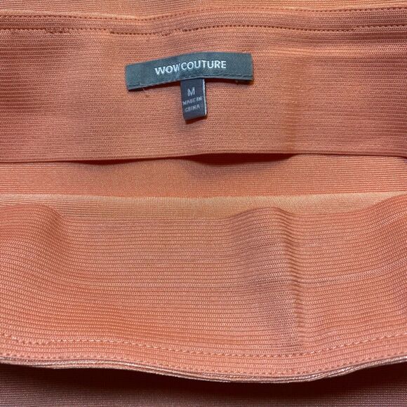 Wow Couture Peach Stretch Pencil Skirt Size M - Picture 3 of 3